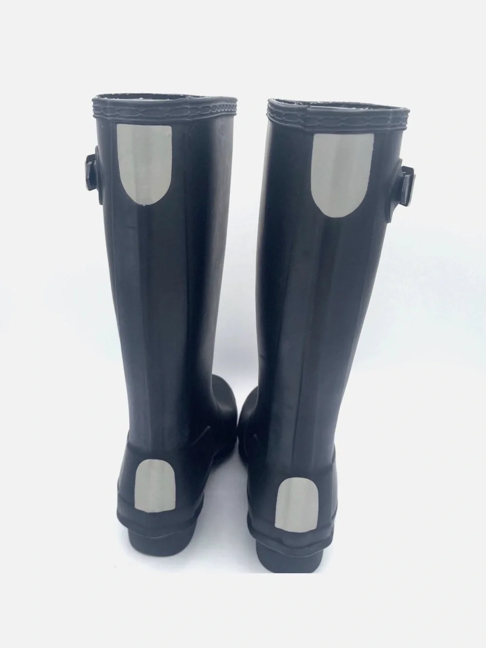 Hunter Matte Black Mid-Calf Rubber Rain Boots with Side Buckle